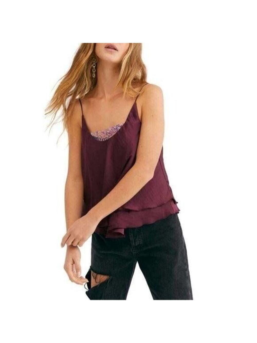 Intimately Free People Purple Turn It On Sequined Camisole Top NEW Women's XS